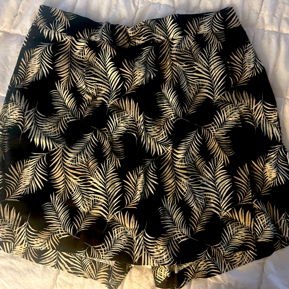 Ellen Tracy Skort Linen Blend Skirt Shorts Tropical Elastic Waist Pull-on